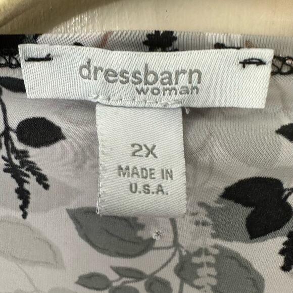 Dressbarn Womens‎ Top Plus Size 2X Pullover Blouse gray Black Floral Career Work - Picture 2 of 6